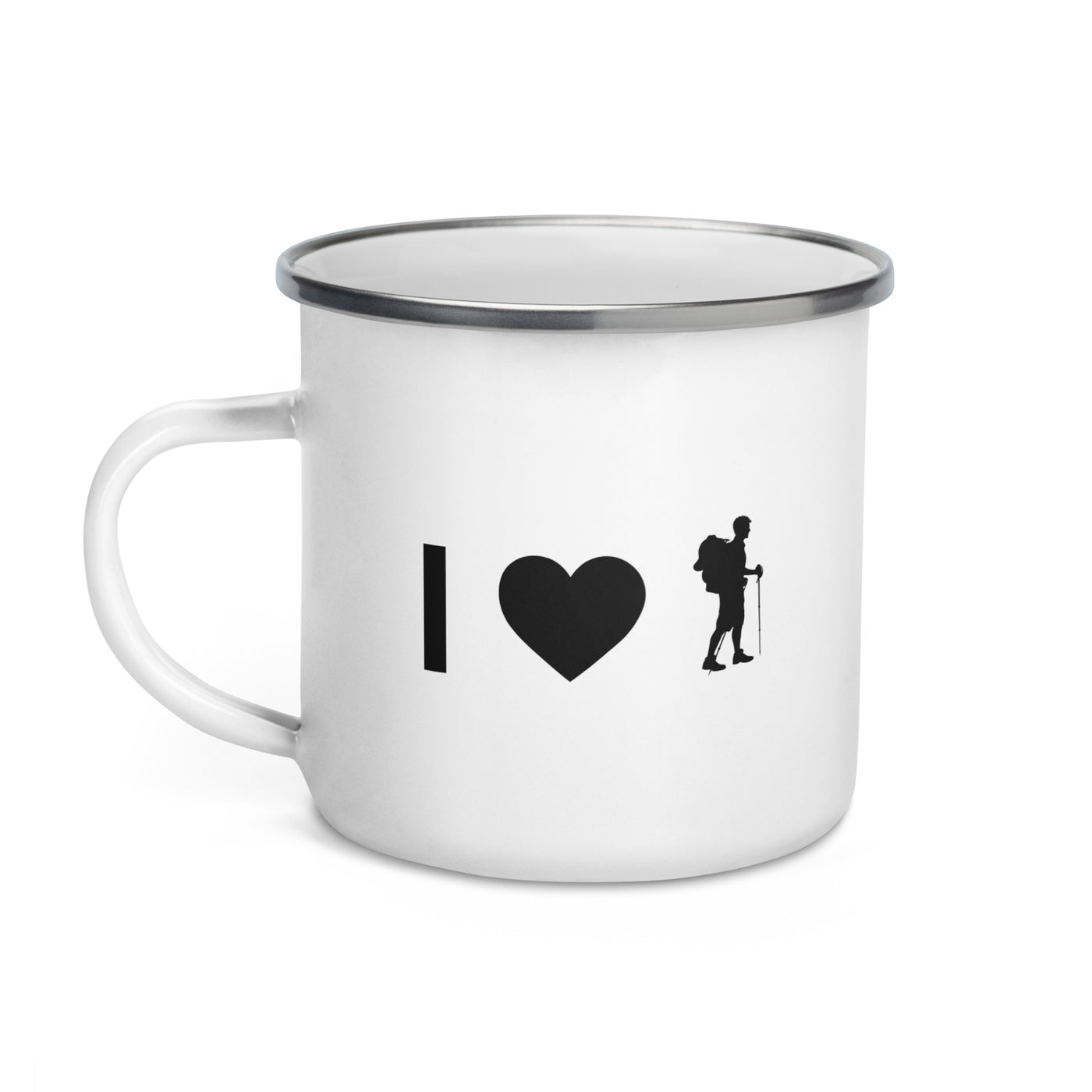 I Heart And Hiking - Emaille Tasse wandern