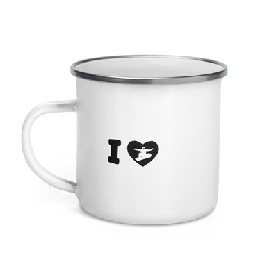 I Love Snowboard - Emaille Tasse snowboarden