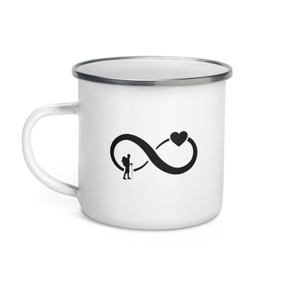 Infinity Heart And Hiking - Emaille Tasse wandern