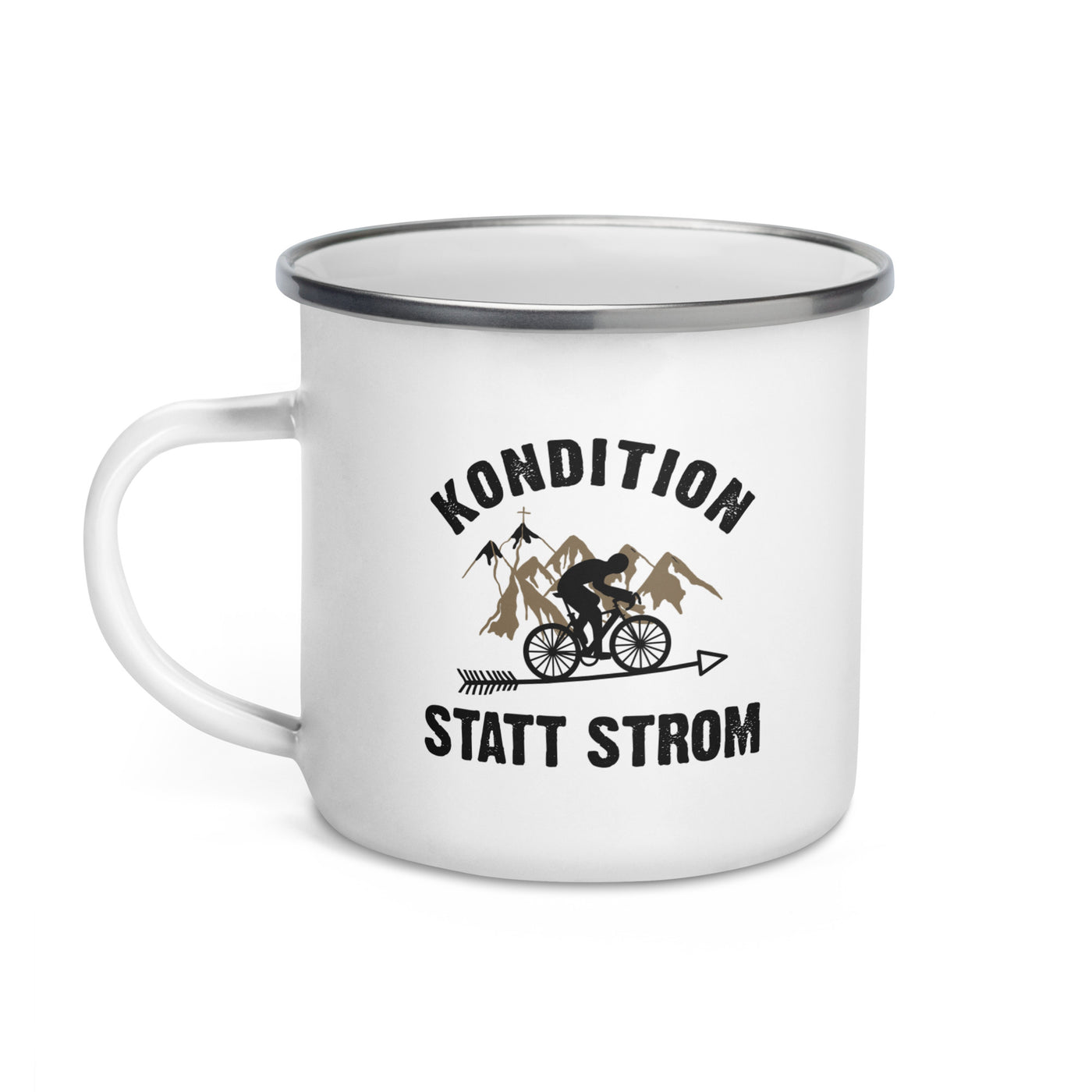 Kondition Statt Strom - Emaille Tasse fahrrad mountainbike