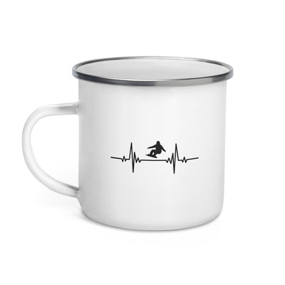 Heartbeat Snowboarding Downhill - Emaille Tasse snowboarden