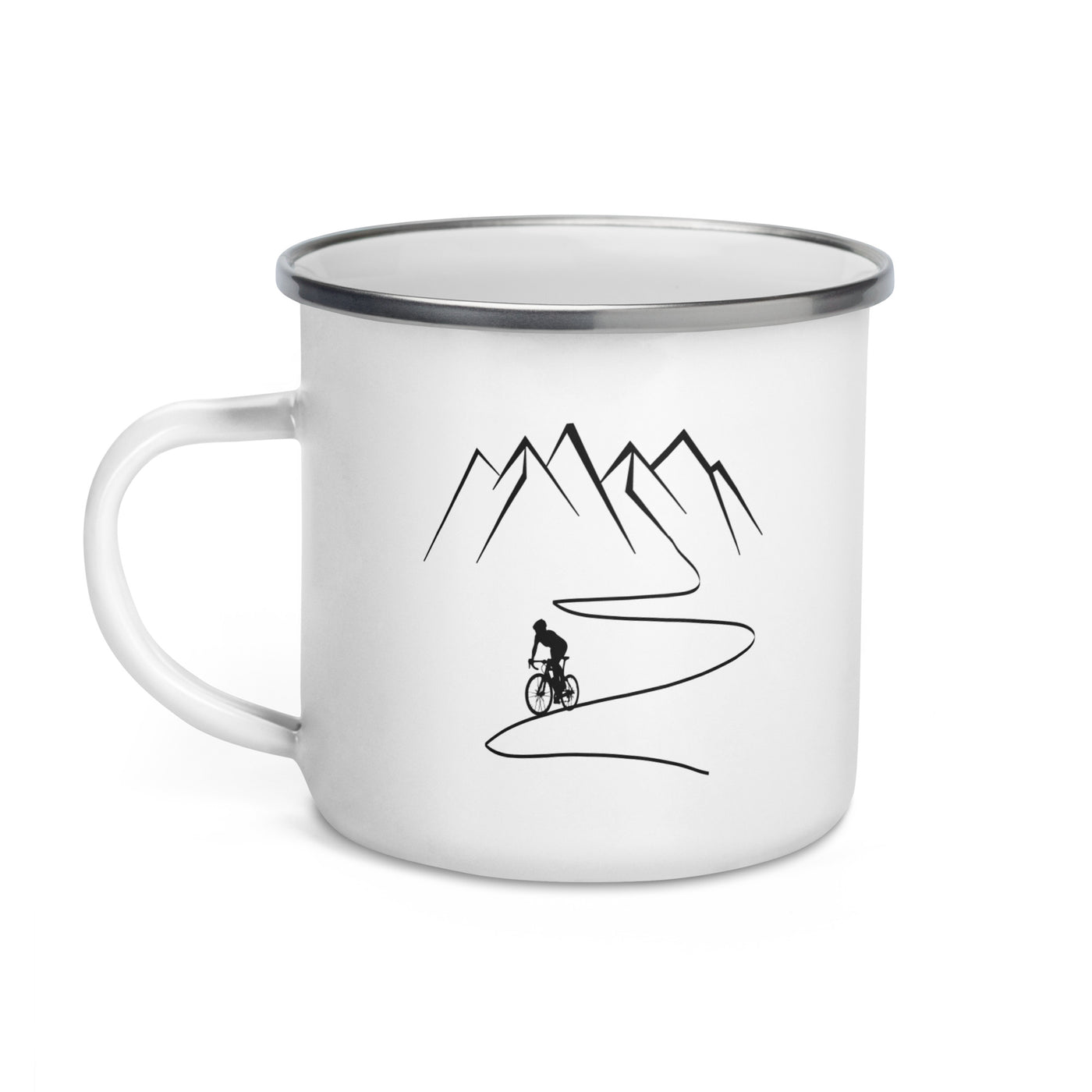 Mountain - Curve Line - Cycling - Emaille Tasse fahrrad