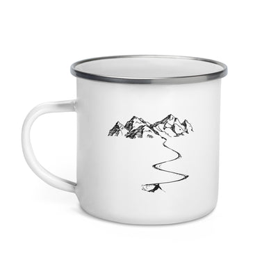 Mountain - Curve Line - Skiing - Emaille Tasse ski