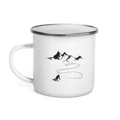 Mountain - Curve Line - Skiing - Emaille Tasse ski