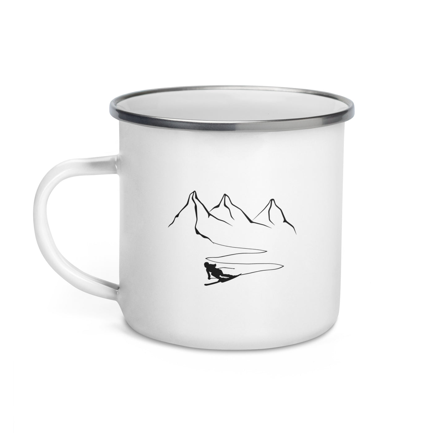 Mountain - Curve Line - Skiing (13) - Emaille Tasse ski