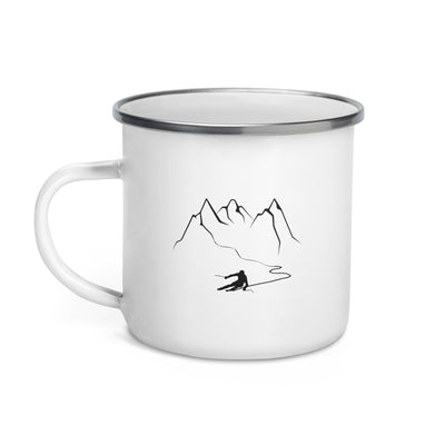 Mountain - Curve Line - Skiing (14) - Emaille Tasse ski