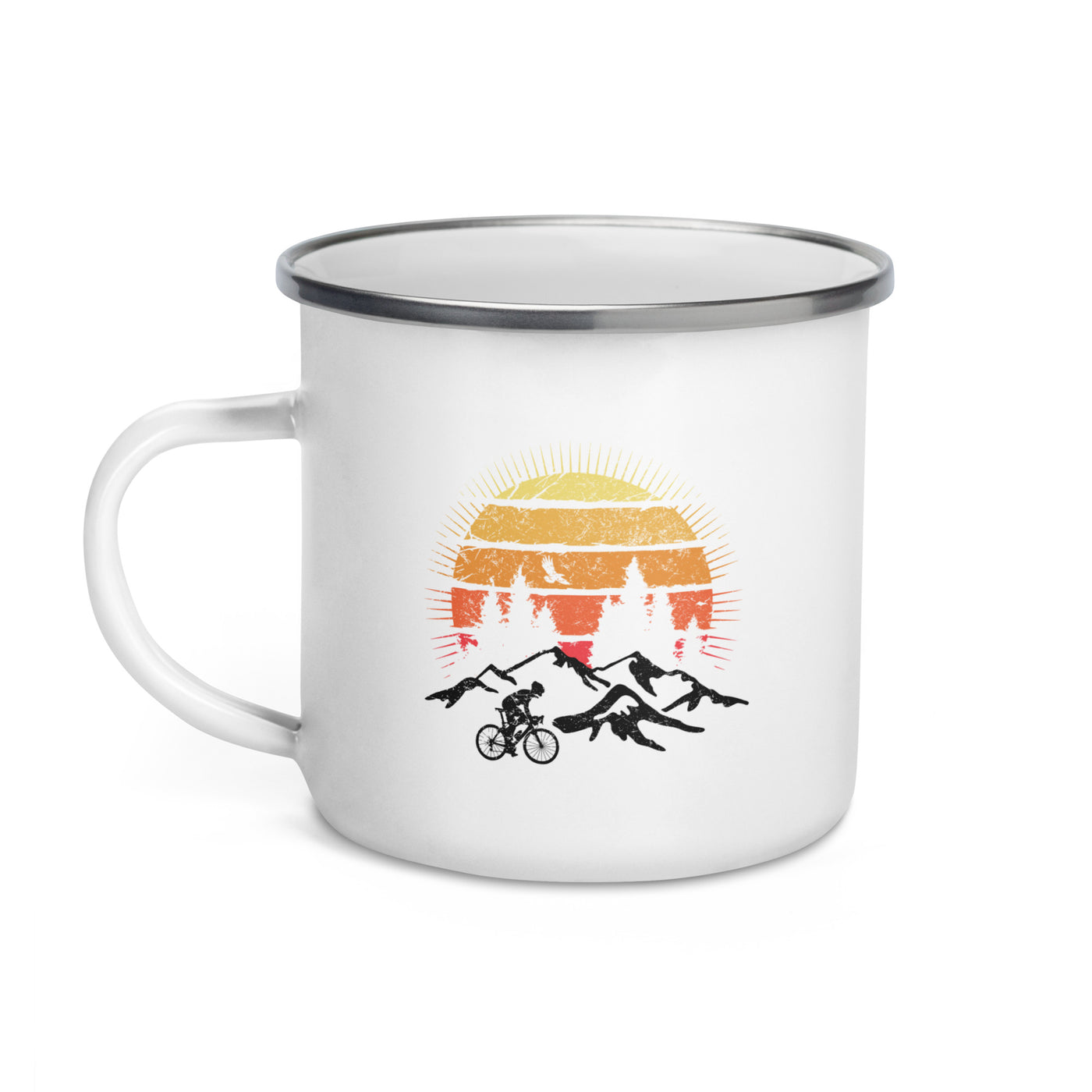 Radfahrer Und Sonne Vintage - Emaille Tasse fahrrad mountainbike