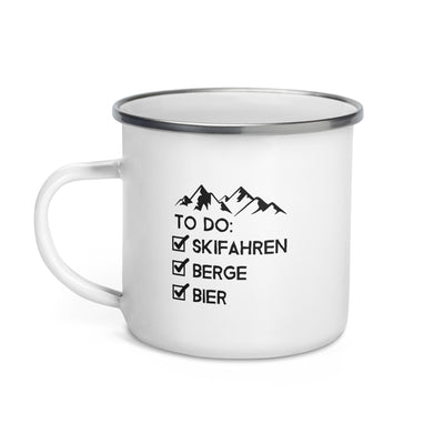 To Do Liste - Skifahren, Berge, Bier - Emaille Tasse ski