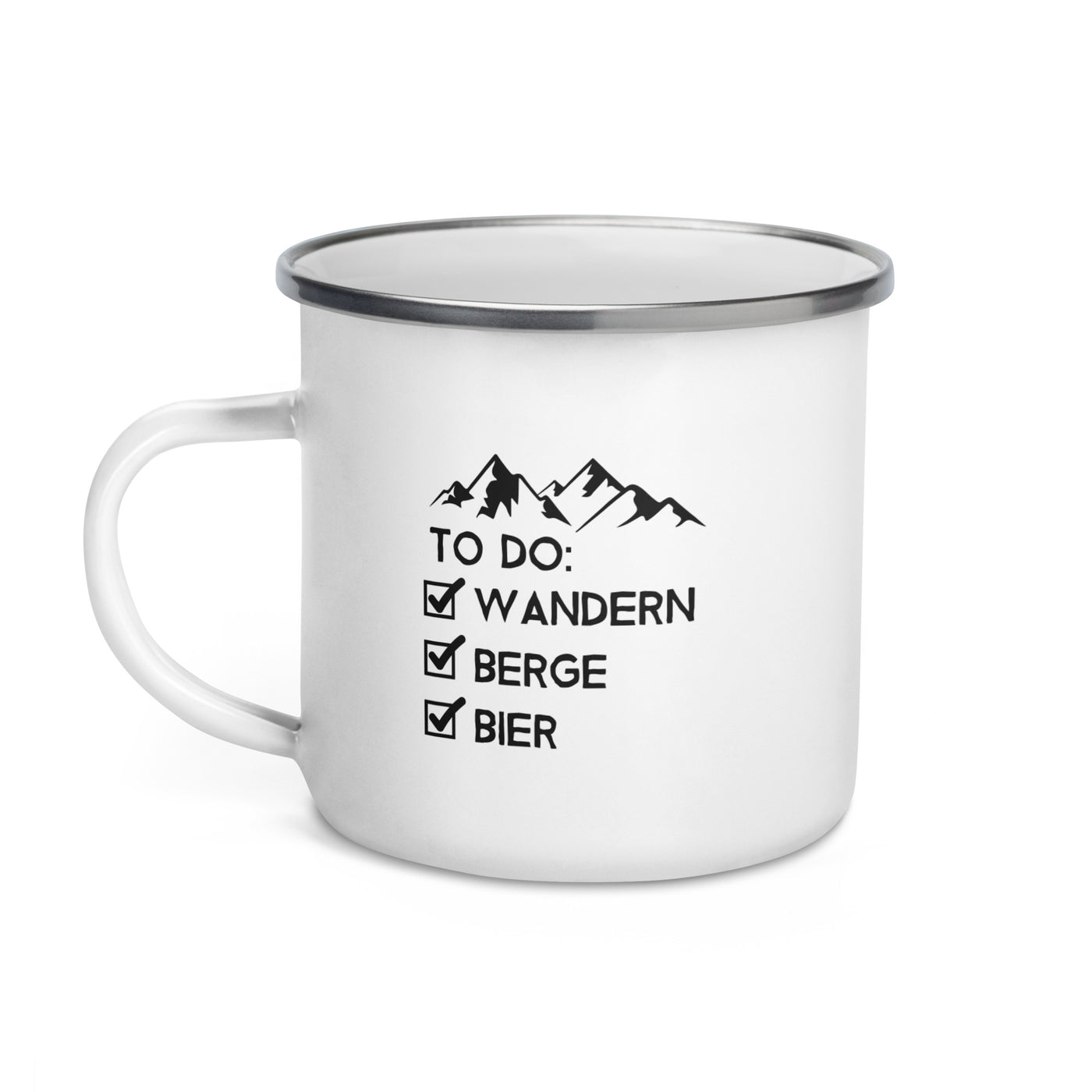 To Do Liste - Wandern, Berge, Bier - Emaille Tasse wandern