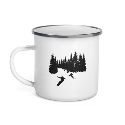 Trees - Snowboarding - Skiing - Emaille Tasse ski