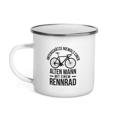 Unterschätze Niemals Einen Alten Mann Mit Einem Rennrad - Emaille Tasse fahrrad