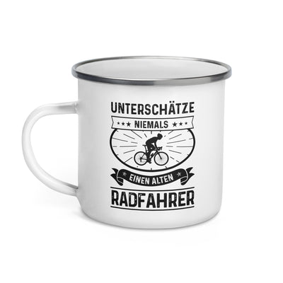 Unterschatze Niemals Einen Alten Radfahrer - Emaille Tasse fahrrad