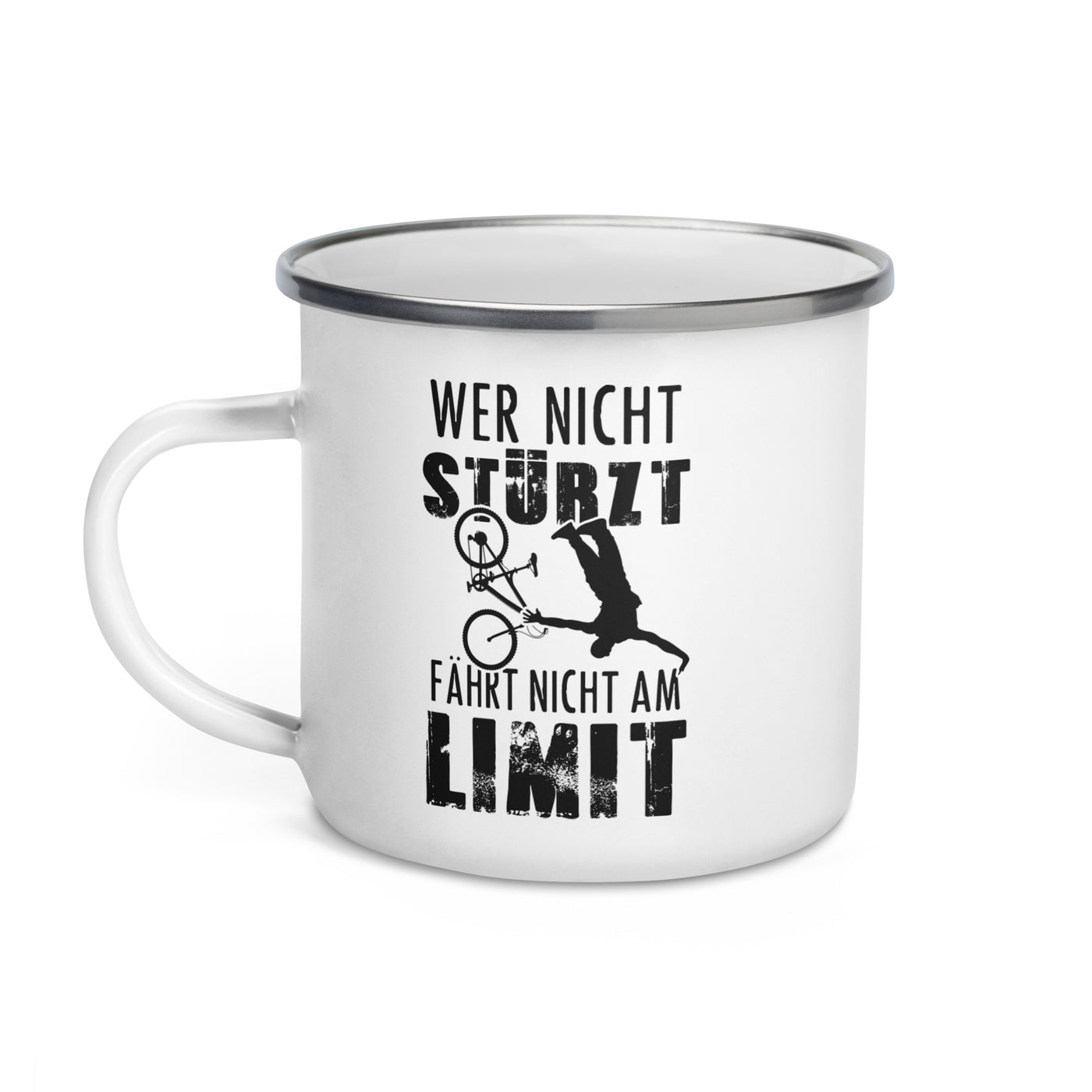 Wer Nicht Stürzt - Fährt Nicht Am Limit - Emaille Tasse mountainbike