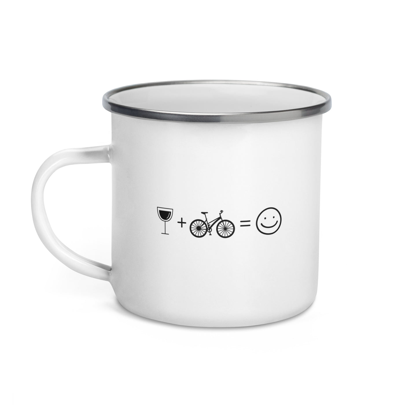 Wine Smile Face And Cycling - Emaille Tasse fahrrad