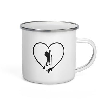 Arrow In Heartshape And Hiking - Emaille Tasse wandern Default Title