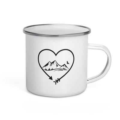 Arrow In Heartshape And Mountain - Emaille Tasse berge Default Title