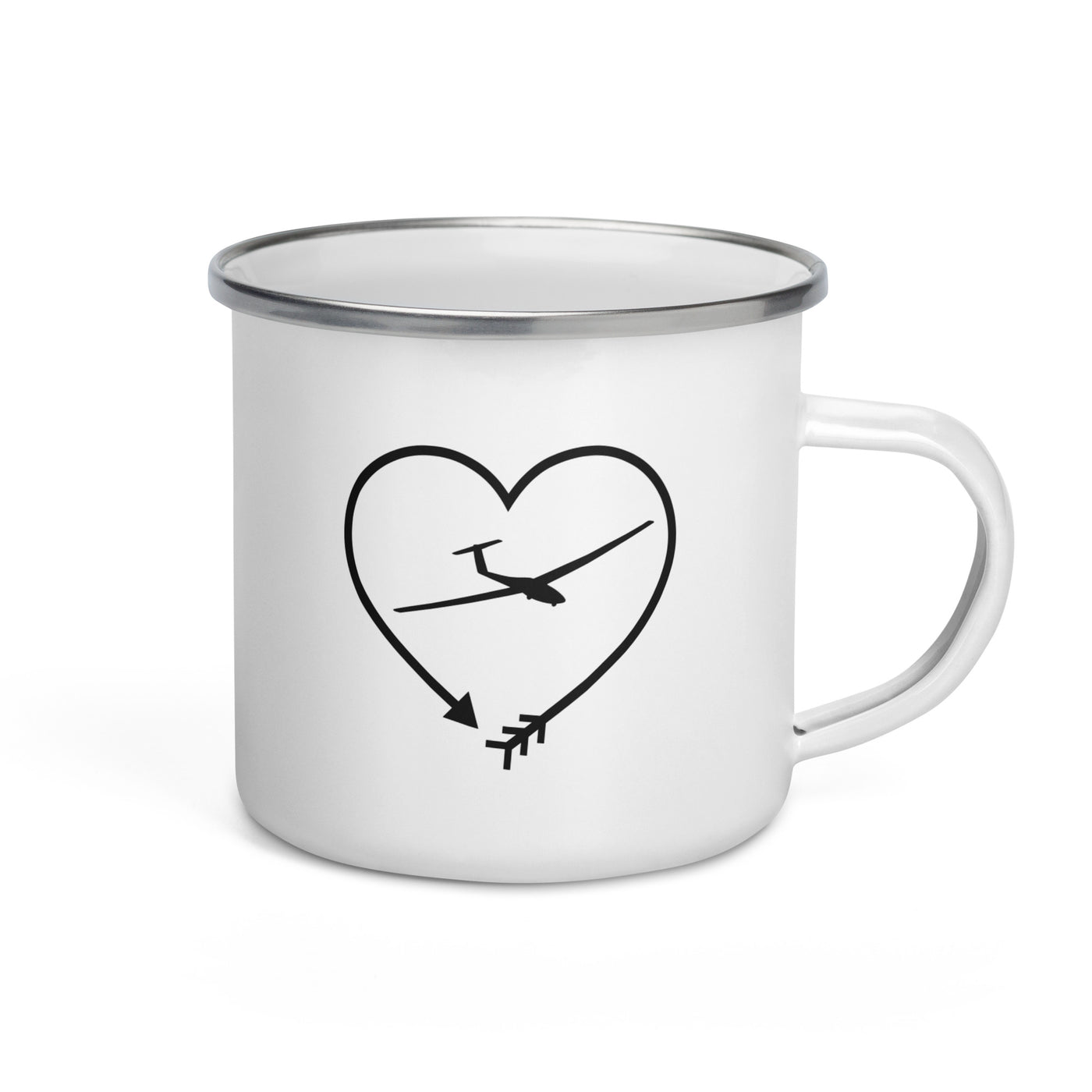 Arrow In Heartshape And Sailplane - Emaille Tasse berge Default Title