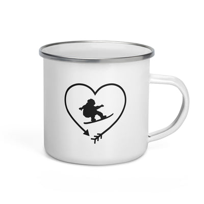 Arrow In Heartshape And Snowboarding - Emaille Tasse snowboarden Default Title