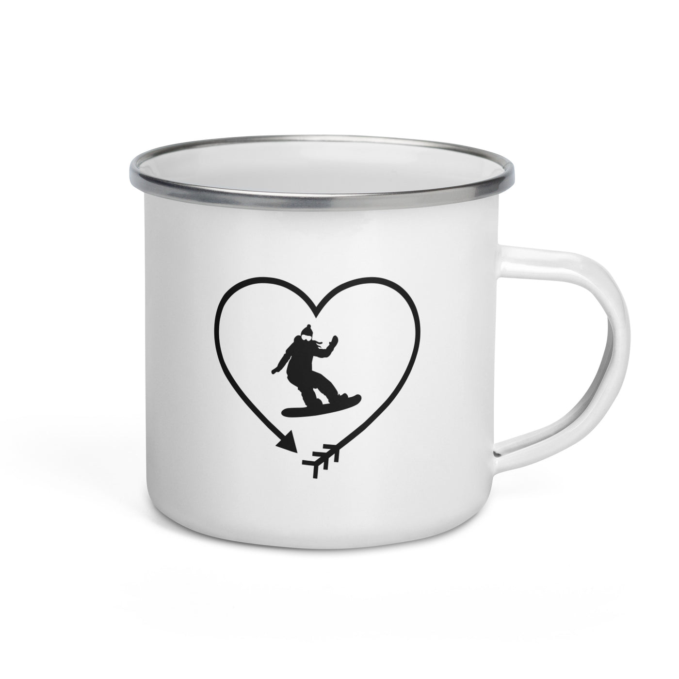 Arrow In Heartshape And Snowboarding 1 - Emaille Tasse snowboarden Default Title