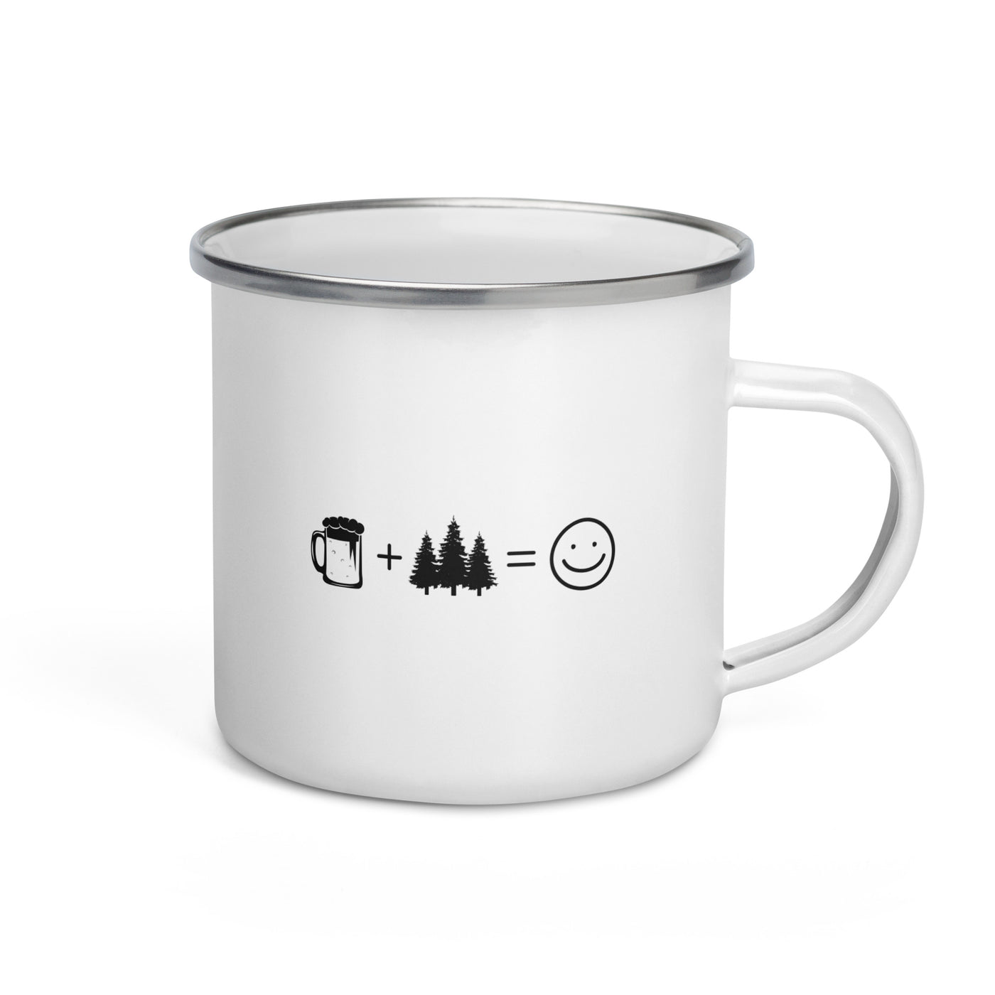 Beer Smile Face And Tree - Emaille Tasse camping Default Title