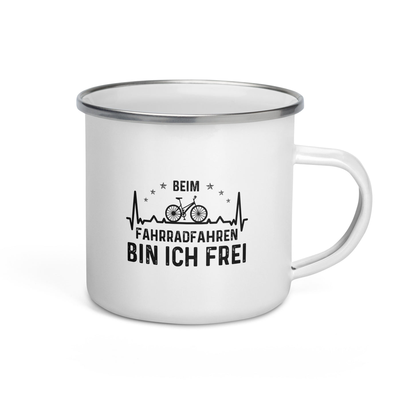 Beim Fahrradfahren Bin Ich Frel 1 - Emaille Tasse fahrrad Default Title