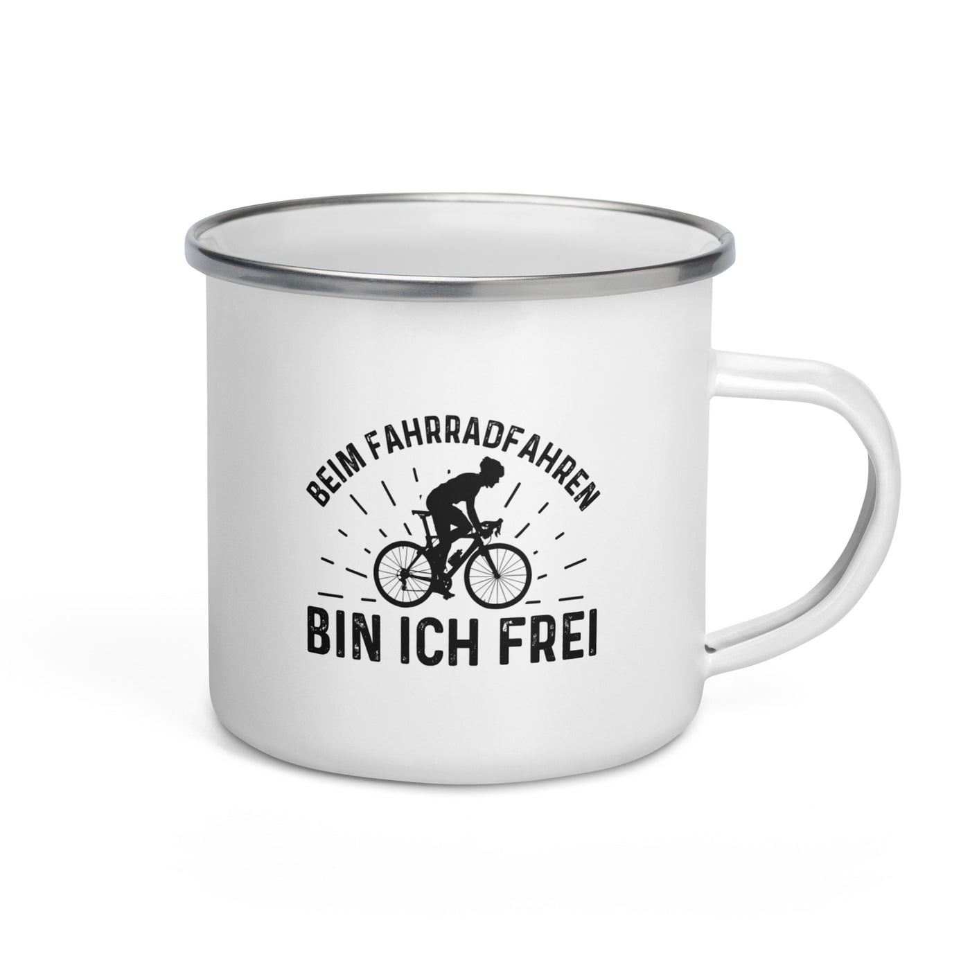 Beim Fahrradfahren Bin Ich Frel 2 - Emaille Tasse fahrrad Default Title