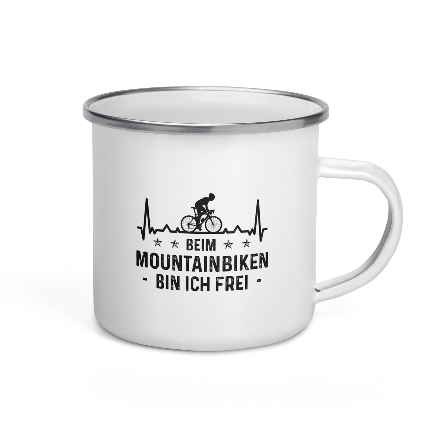 Beim Mountainbiken Bin Ich Frei 3 - Emaille Tasse fahrrad Default Title