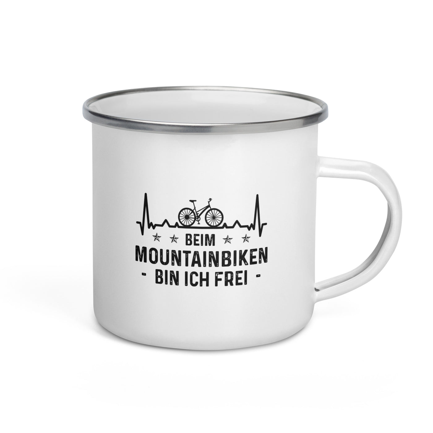 Beim Mountainbiken Bin Ich Frel 1 - Emaille Tasse fahrrad Default Title