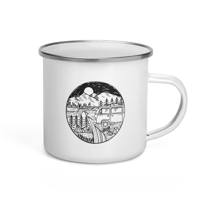 Circle - Mountain - Camping Van - Emaille Tasse camping Default Title