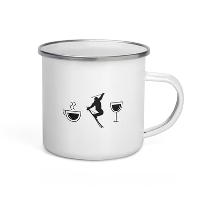 Coffee Wine And Skiing - Emaille Tasse ski Default Title