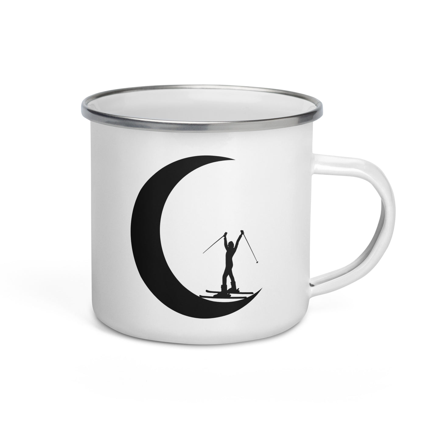 Crescent Moon - Female Skiing - Emaille Tasse ski Default Title