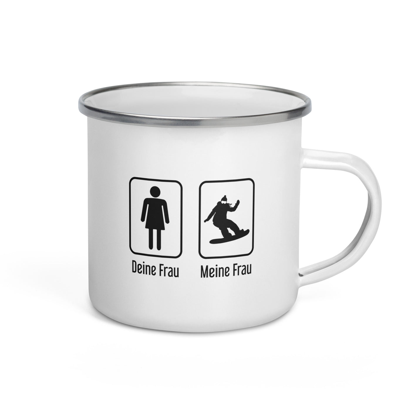 Deine Frau - Meine Frau - Emaille Tasse snowboarden Default Title