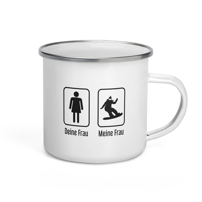 Deine Frau - Meine Frau - Emaille Tasse snowboarden Default Title