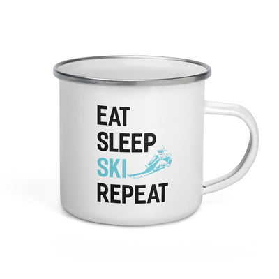 Eat Sleep Ski Repeat - Emaille Tasse klettern Default Title