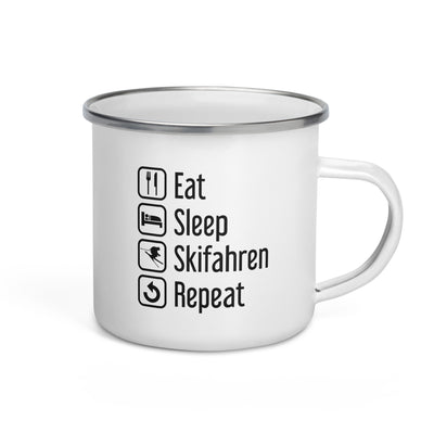 Eat Sleep Skifahren Repeat - Emaille Tasse ski Default Title