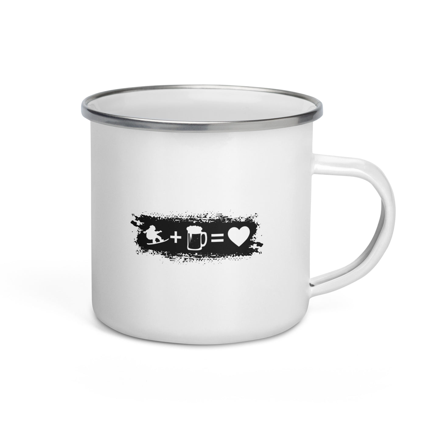 Grunge Rectangle - Heart - Beer - Snowboarding - Emaille Tasse snowboarden Default Title