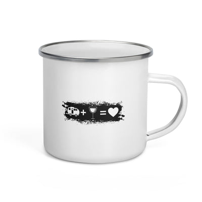 Grunge Rectangle - Heart - Wine - Camping Caravan - Emaille Tasse camping Default Title