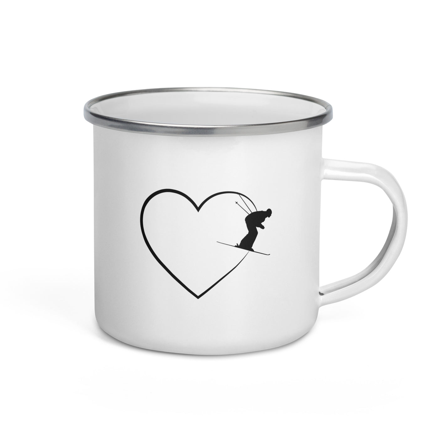 Heart 2 And Skiing - Emaille Tasse ski Default Title