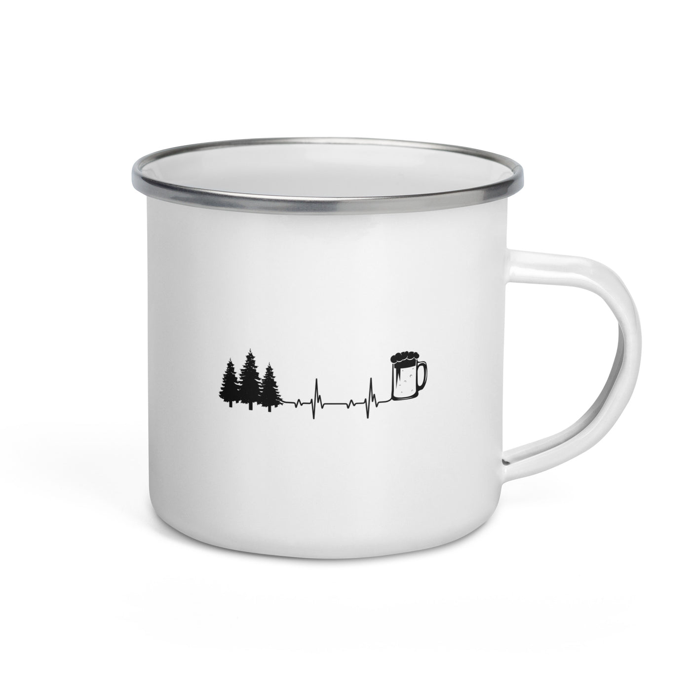 Heartbeat Beer And Trees - Emaille Tasse camping Default Title