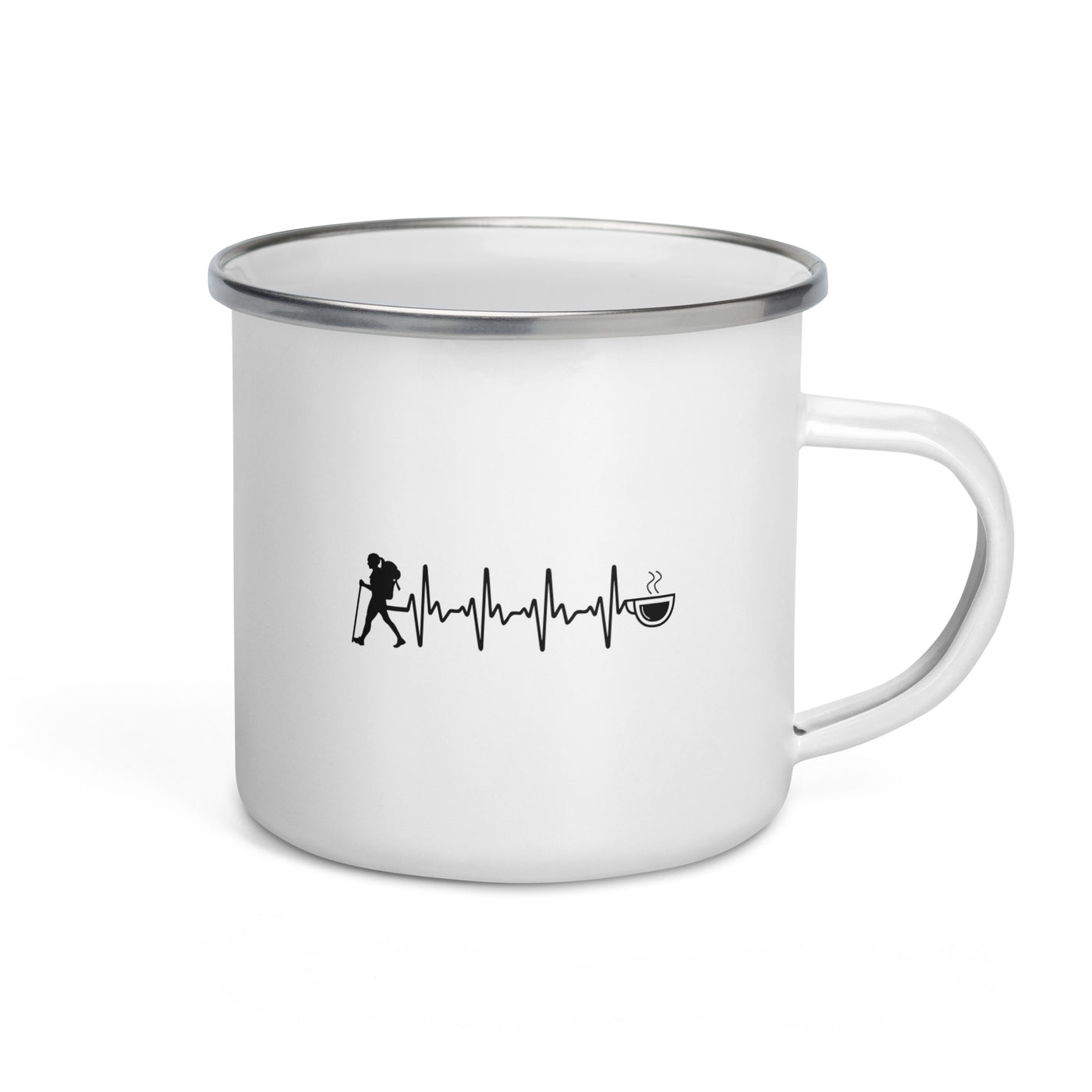 Heartbeat Coffee And Hiking - Emaille Tasse wandern Default Title