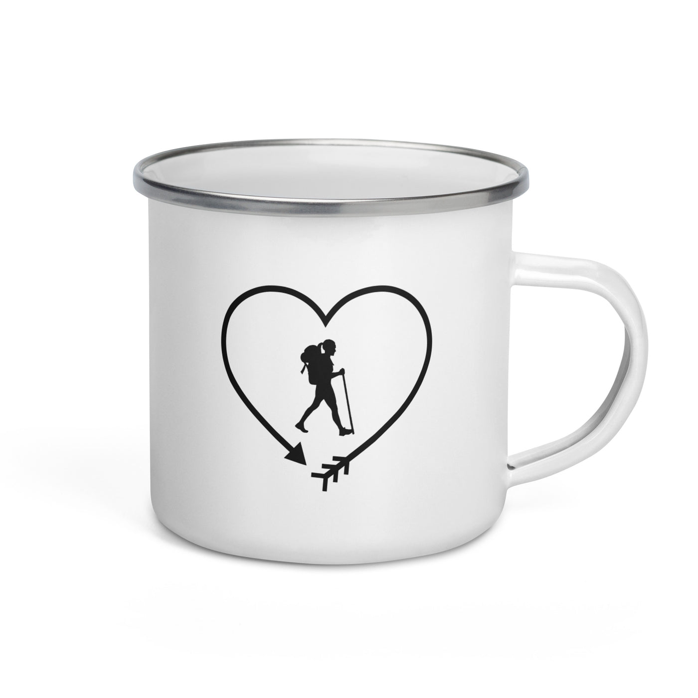 Arrow In Heartshape And Hiking 1 - Emaille Tasse wandern Default Title