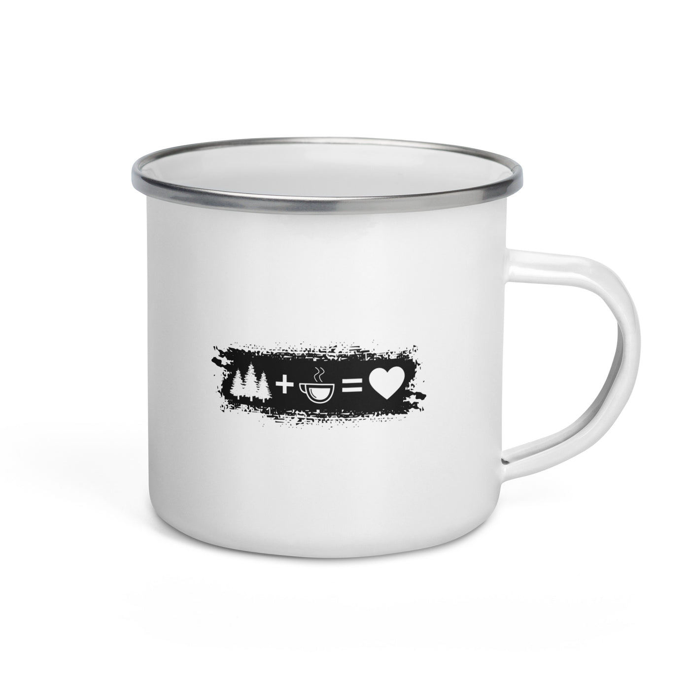 Grunge Rectangle - Heart - Coffee - Trees - Emaille Tasse camping Default Title