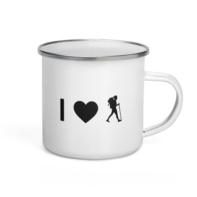 I Heart And Female Hiking - Emaille Tasse wandern Default Title