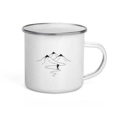 Mountain Trail Curves And Hiking - Emaille Tasse wandern Default Title