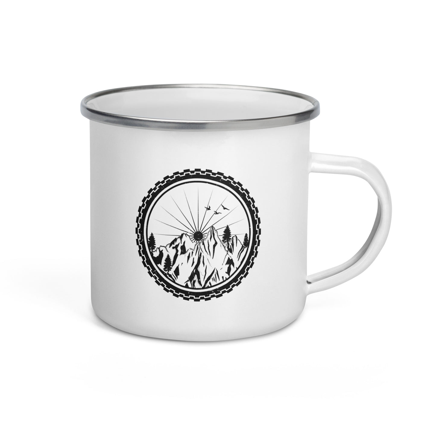 Rad Mit Bergen Drinnen - Emaille Tasse fahrrad mountainbike Default Title