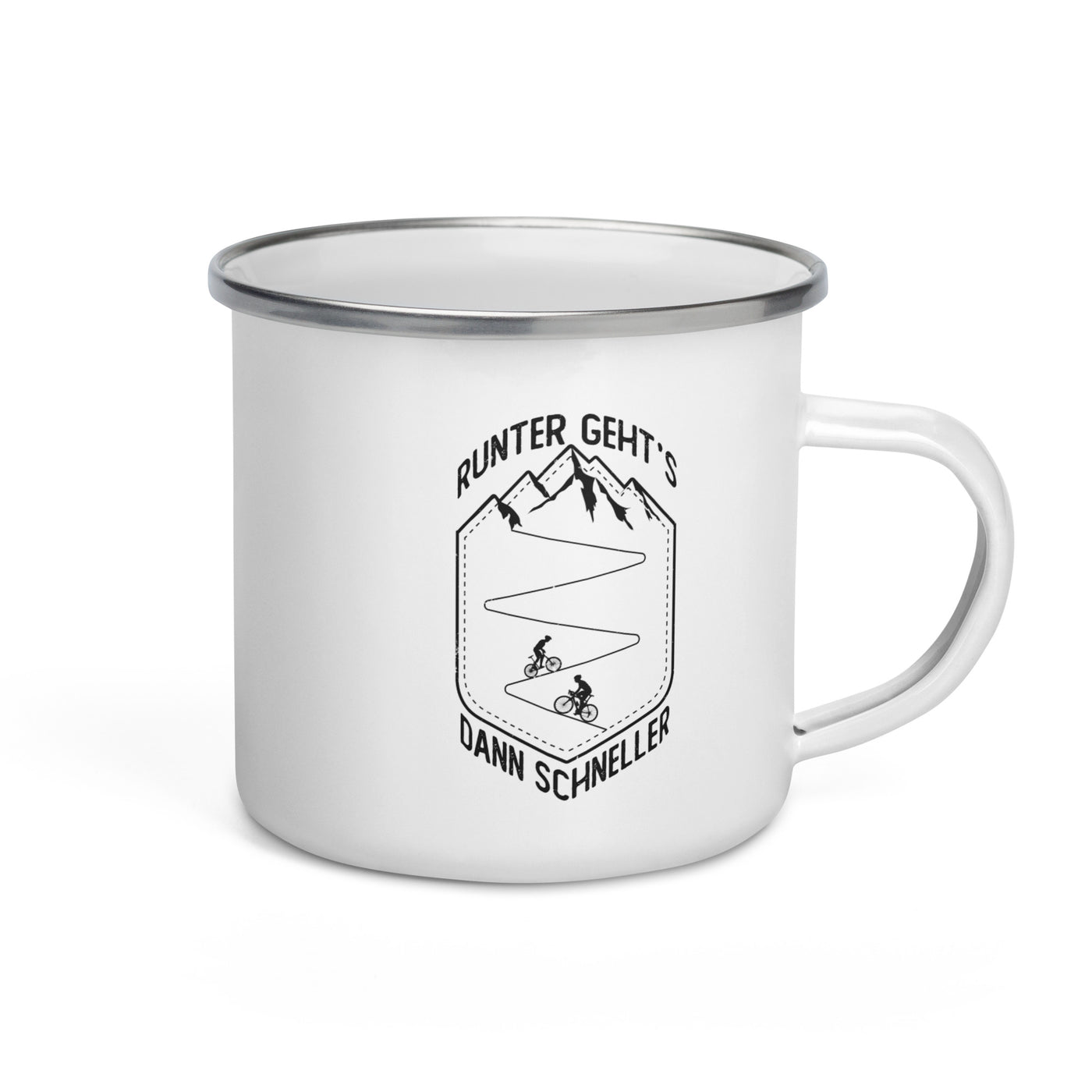 Runter Gehts Dann Schneller - Emaille Tasse fahrrad mountainbike Default Title