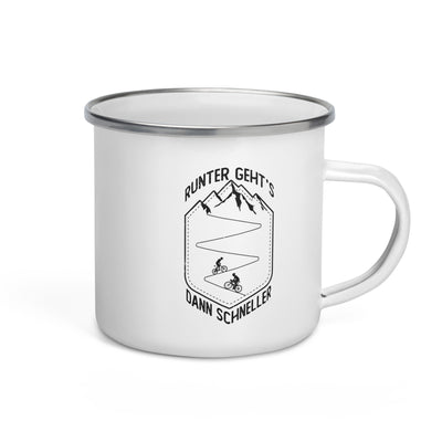 Runter Gehts Dann Schneller - Emaille Tasse fahrrad mountainbike Default Title