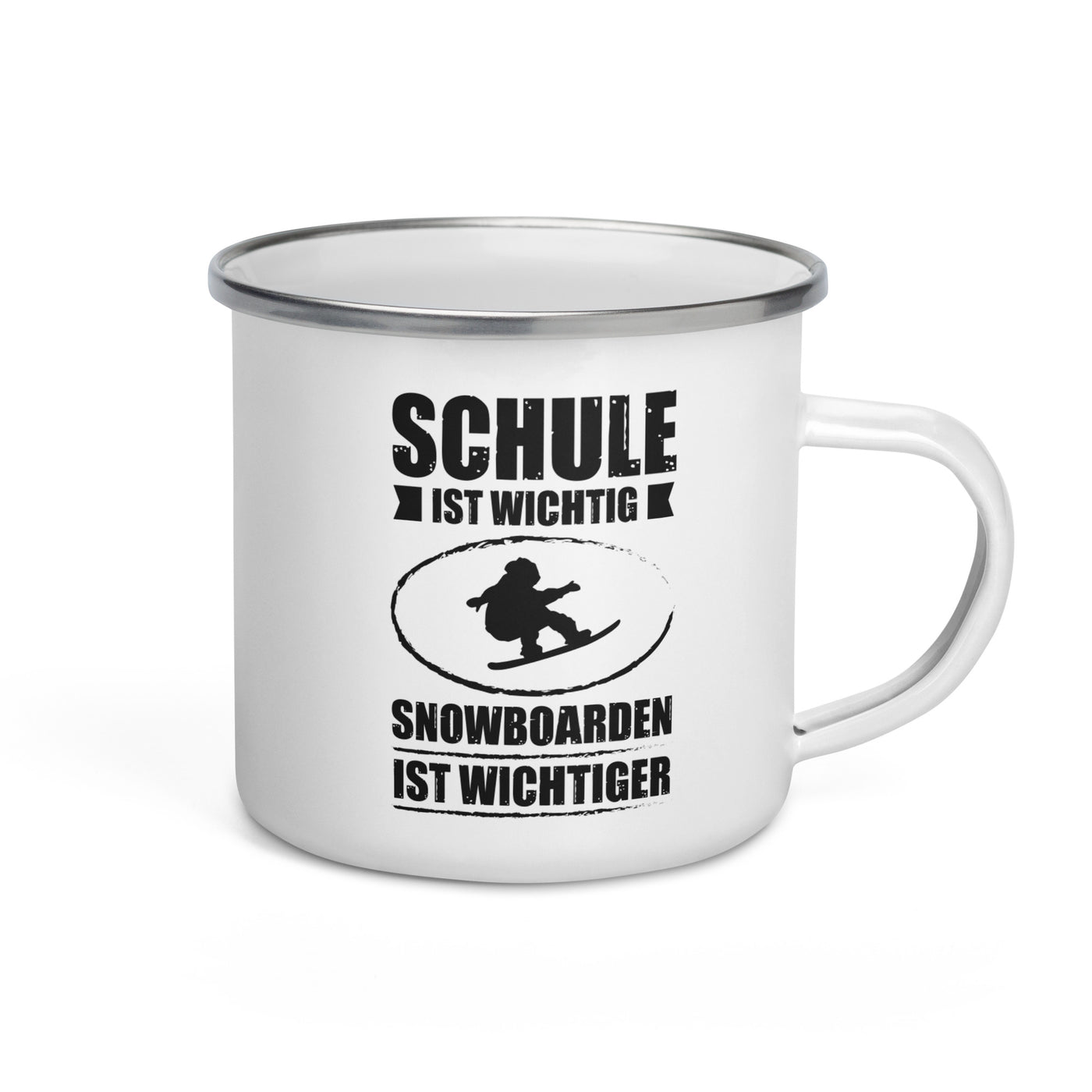 Schule Ist Wichtig Snowboarden Ist Wichtiger - Emaille Tasse snowboarden Default Title