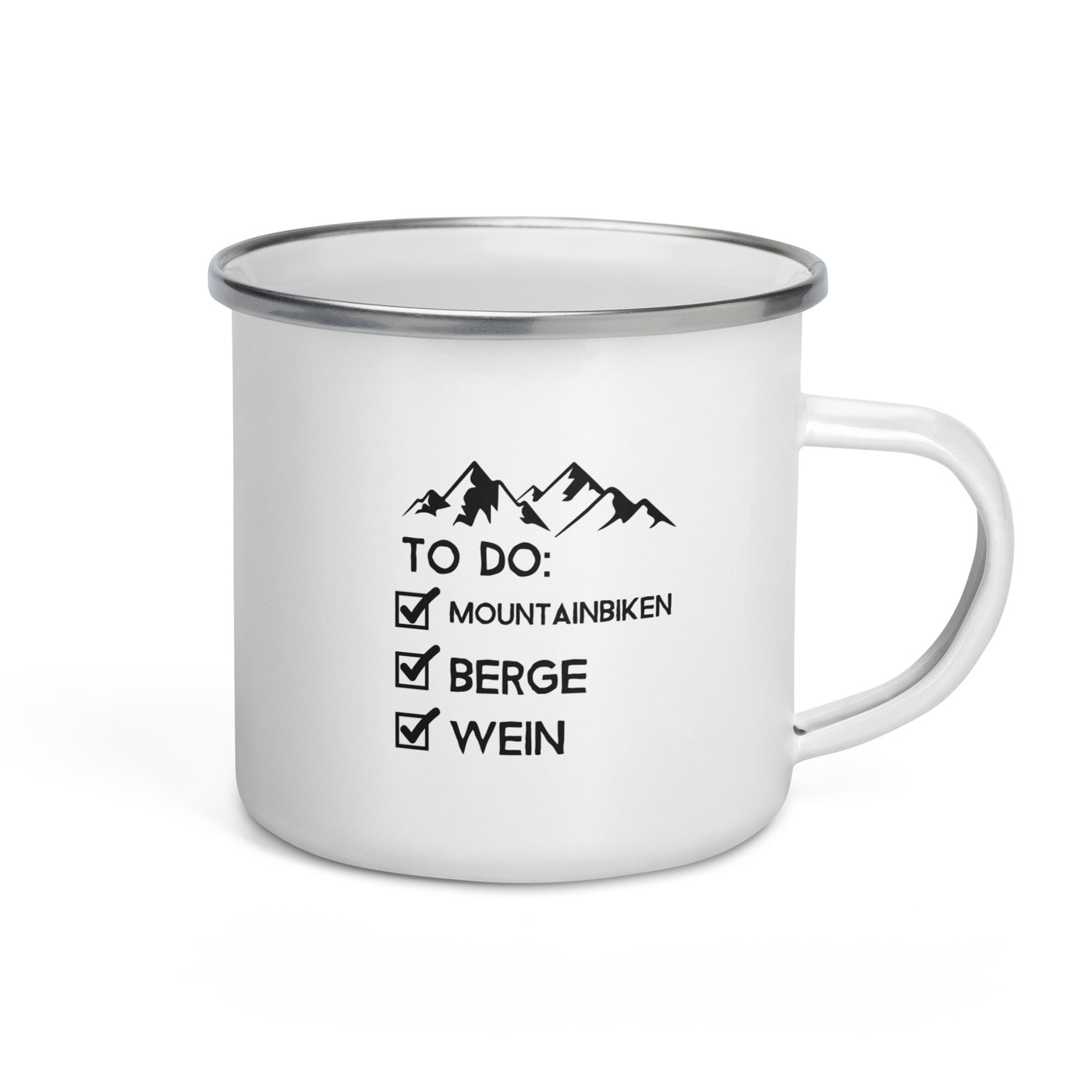 To Do Liste - Mountainbiken, Berge, Wein - Emaille Tasse mountainbike Default Title