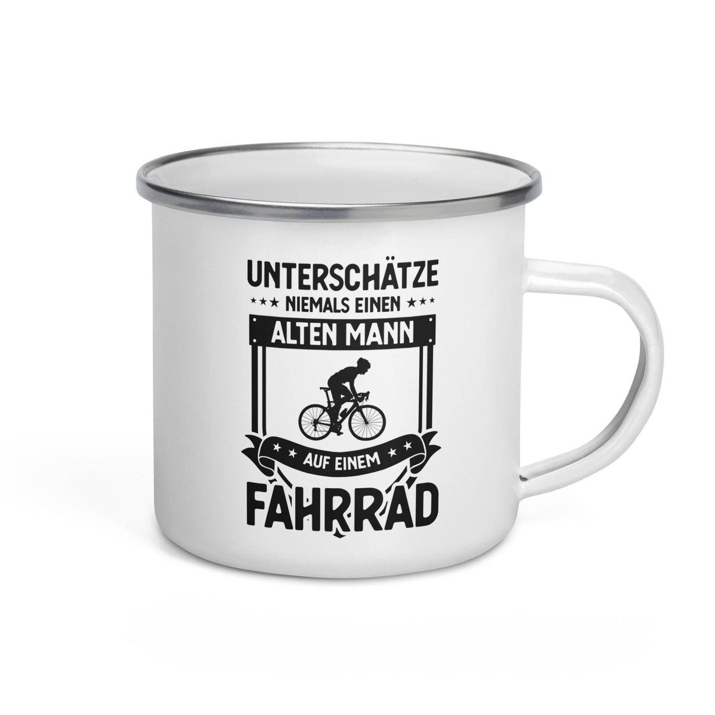 Unterschatze Niemals Einen Alten Mann Auf Einem Fahrrad - Emaille Tasse fahrrad Default Title